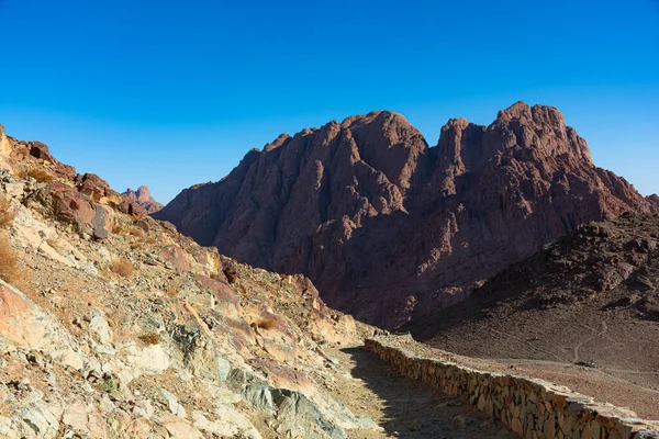 Egipto Sendero Monte Moisés Día Soleado Brillante Vista Montaña — Foto de Stock