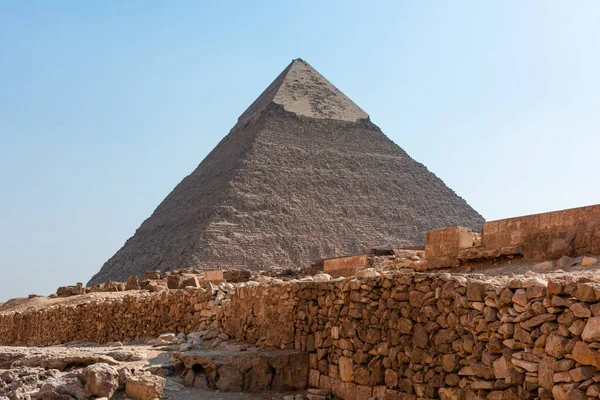 View Pyramids Giza Valley Bright Sunny Day — Stock Photo, Image