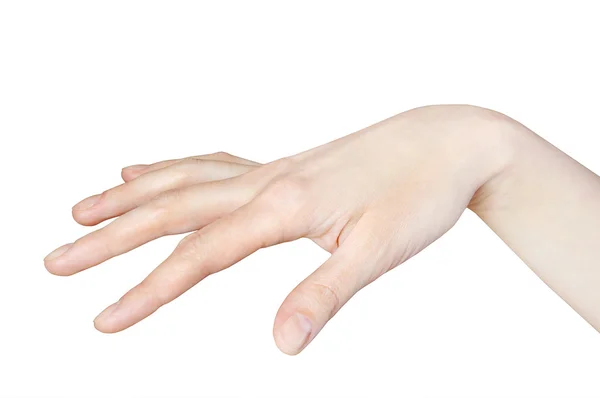 Gevoelige vrouw hand met lang prachtig gemanicuurde vingers — Stockfoto