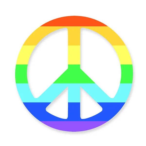 Peace sign flat icon with rainbow pattern, for apps and websites