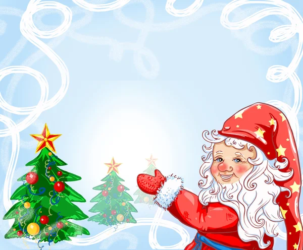 Weihnachtskarte mit einem glücklichen Wichtel — Stockfoto