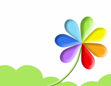 Gökkuşağı sembolü beyaz izole. Renkli çiçek