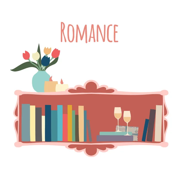 Bookshelves  "Romance". — Stock Vector