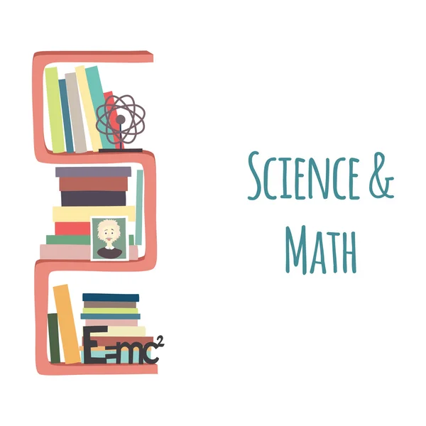 Boekenkasten "Science & Math". — Stockvector