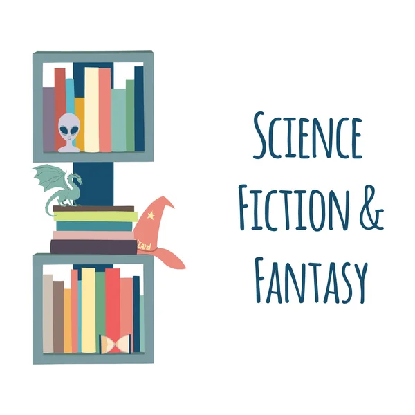 Librerías "Ciencia Ficción y Fantasía ". — Archivo Imágenes Vectoriales