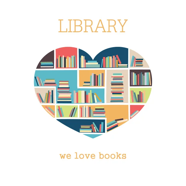 Logo, Druck in der Bibliothek oder Buchhandlung. Buchkreuzung. — Stockvektor