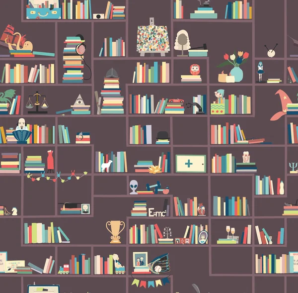 Biblioteca, librería, Librería . — Vector de stock