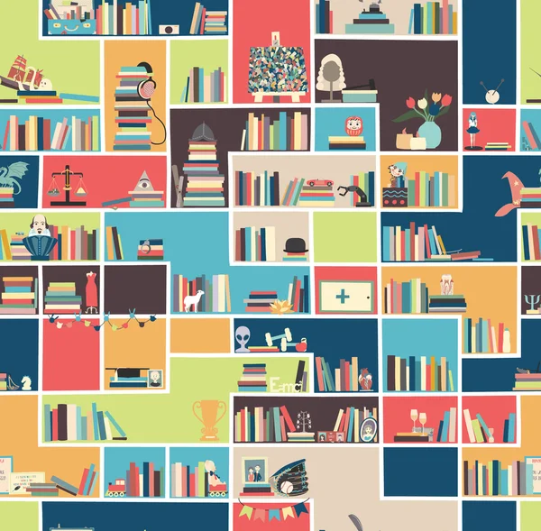 Biblioteca, librería, Librería . — Vector de stock