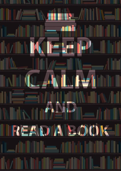 Mantenga la calma y lea un cartel del libro — Vector de stock