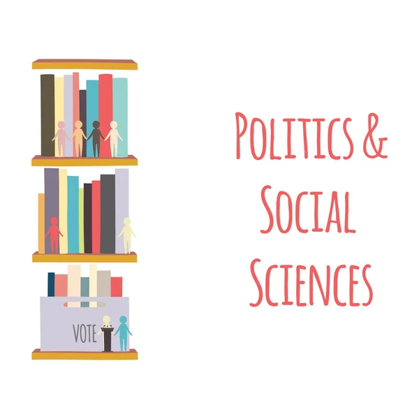 Librerías "Política y Ciencias Sociales ". Ilustración de stock