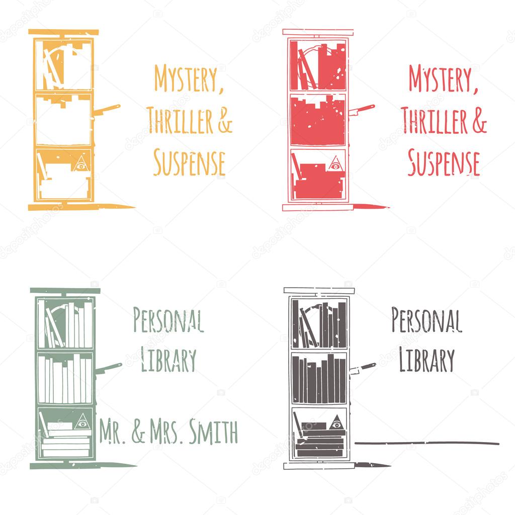 Ex-Libris in the form of shelves with books. The category of 