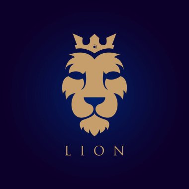 Aslan yüzlü vektör logosu. Heraldik premium logo simgesi işareti. Evrensel şirket sembolü.
