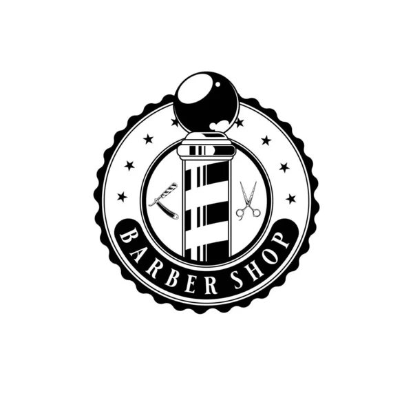 Дизайн Логотипа Парикмахерской Иллюстрация Винтажной Этикетки Белом Фоне — стоковый вектор