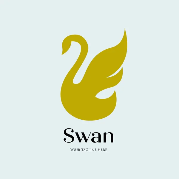 Minimalist Flying Swan Logo Simple Luxury — Stock Vector