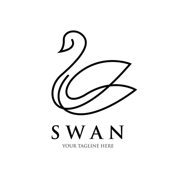 Swan Line Art Logo Design Luxury Spa — Stock Vector