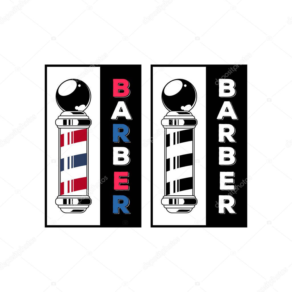 Barbershop logo design. Vintage template illustration on white background.