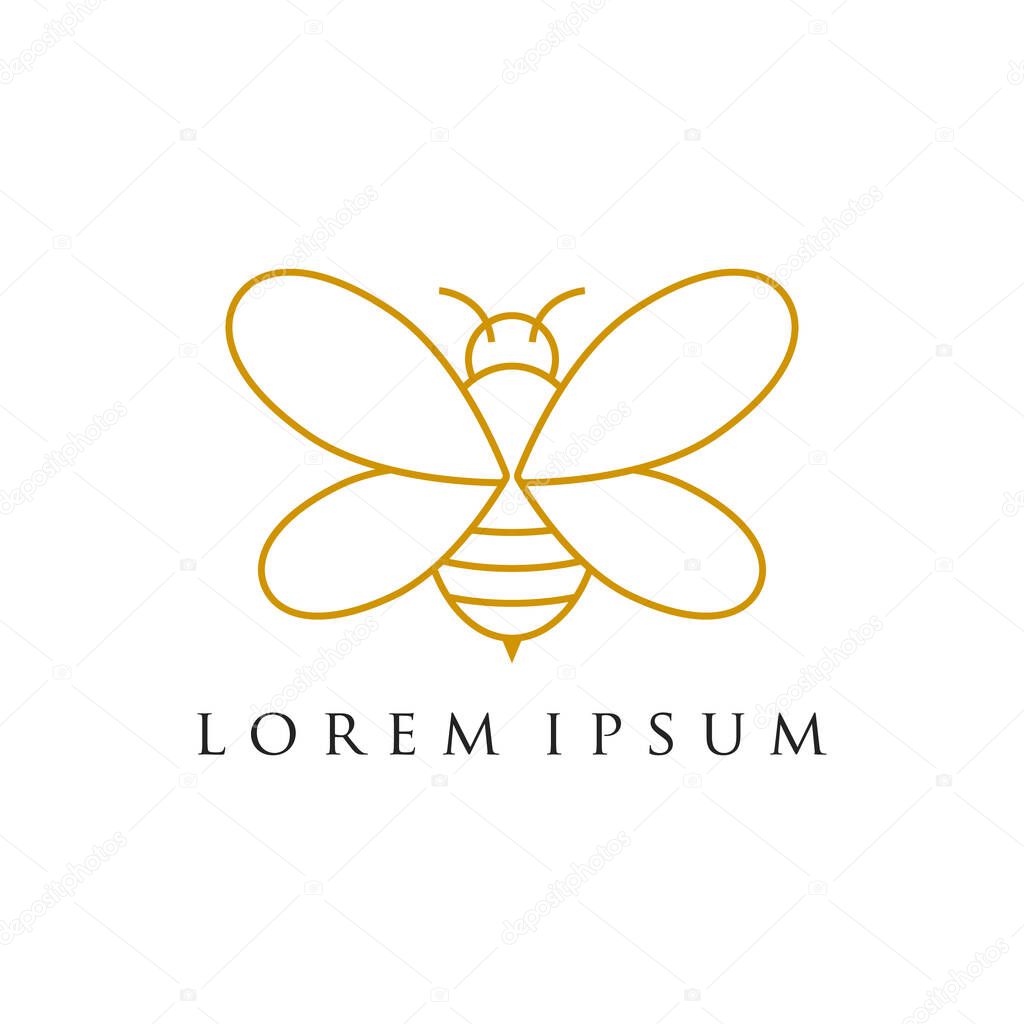 Minimalist and luxury bee logo design , line art style