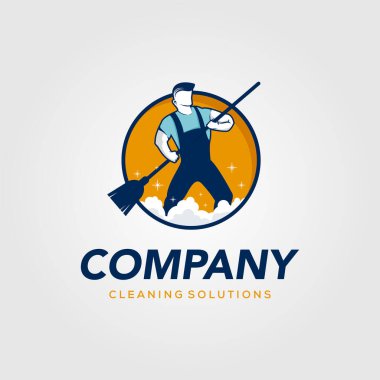 Creative Man Cleaning Concept Logo Tasarım Şablonu