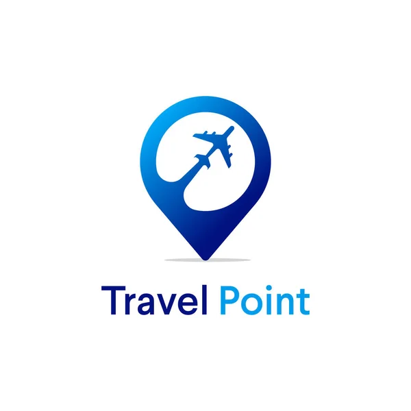 Seyahat Noktası Logosu Uçak Sembolü Modern Logo — Stok Vektör