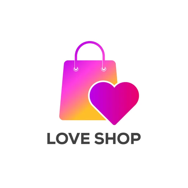 Design Logo Love Shop Avec Des Couleurs Arc Ciel — Image vectorielle