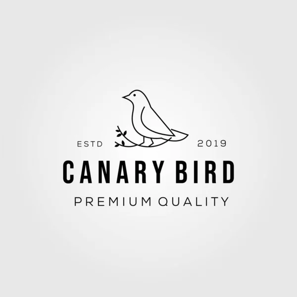 Çizgi Sanatı Kanarya Kuşu Kök Logo Vektör Resimleme Üzerinde — Stok Vektör