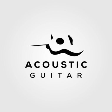 gitar akustik negatif alan basit logo tasarımı çizimi