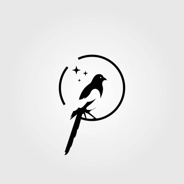Straka Pták Negativní Prostor Logo Vektorové Ilustrace — Stockový vektor