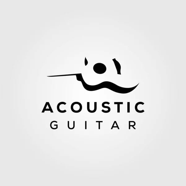 Gitarre Akustisch Negativ Raum Einfach Logo Design Illustration — Stockvektor