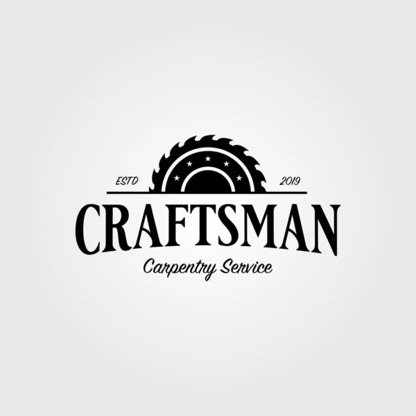 Grinding Craftsman Carpentry Vintage Retro Logo Design Illustration — Stock Vector