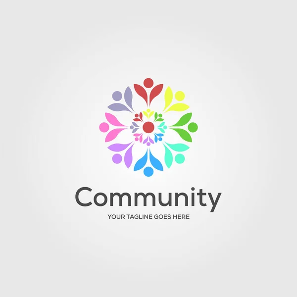 Comunidad Caridad Personas Flor Colorido Logotipo Ilustración Diseño — Vector de stock