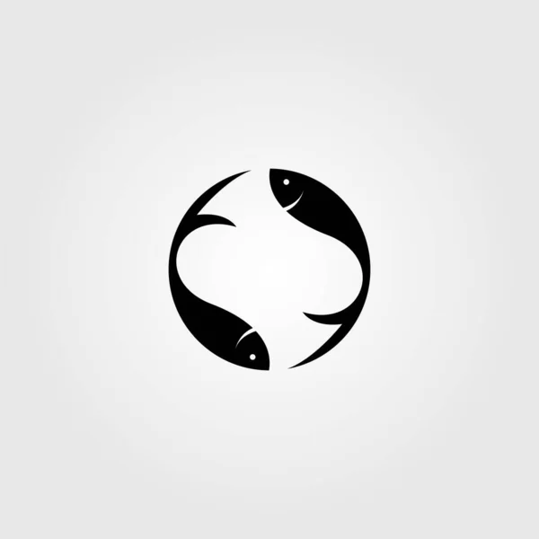 Einfache Fisch Yin Yang Logo Design Vektor Illustration — Stockvektor