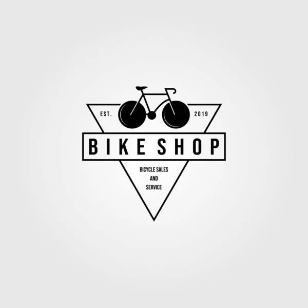 Fahrrad Fahrrad Shop Logo Dreieck Minimalistische Vintage Vektor Ikone Design — Stockvektor