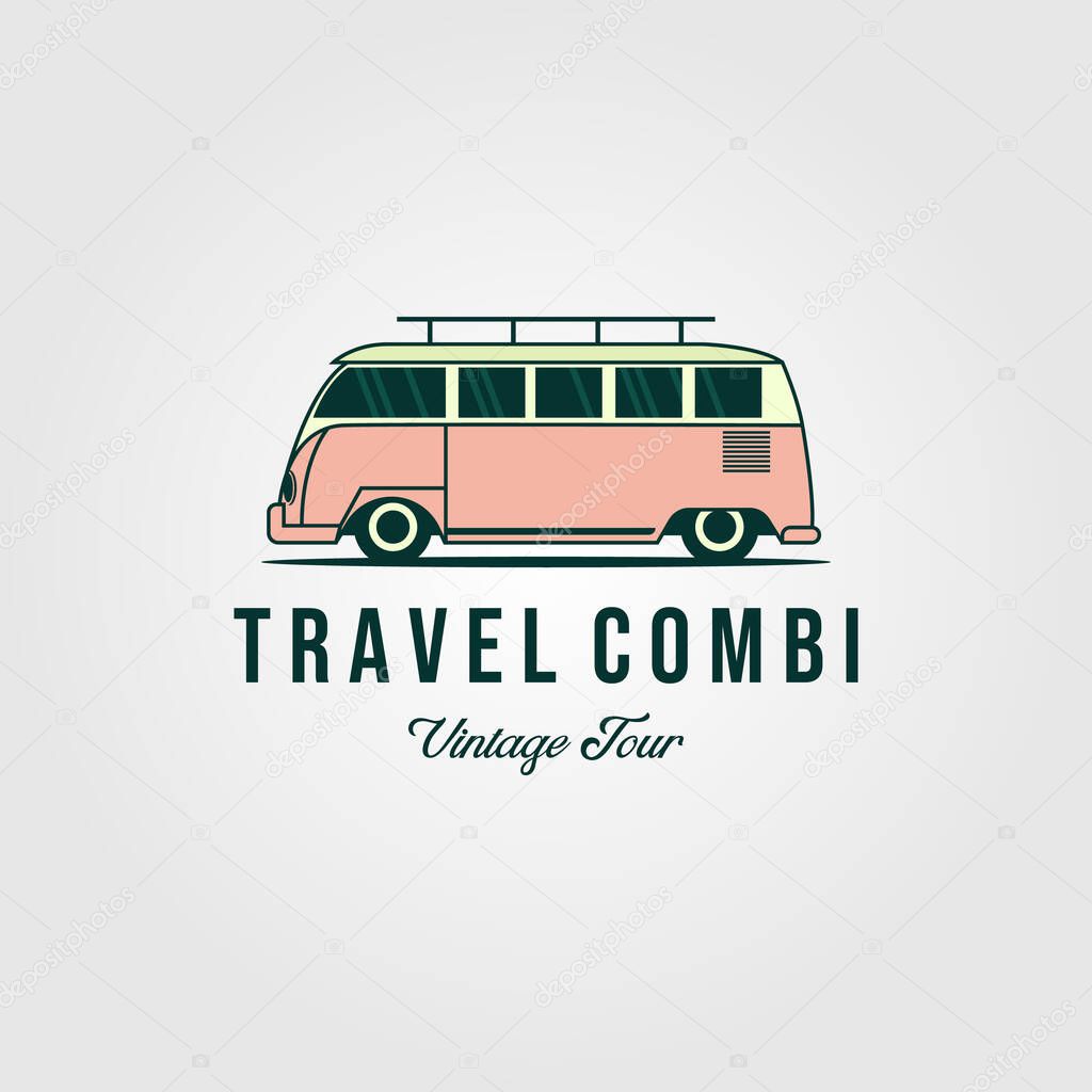 Combi van car vintage logo design vector illustration