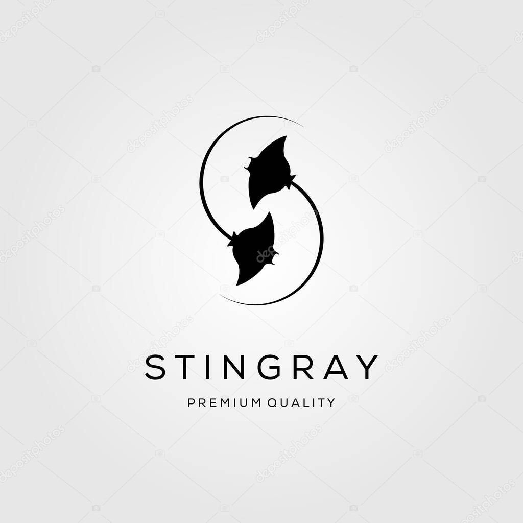 Stingray letter s initial logo design silhouette vector illustration