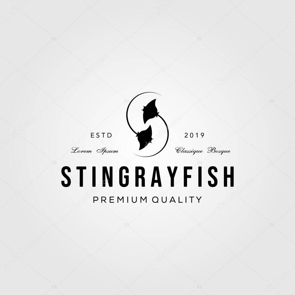 Stingray letter s vintage initial logo design illustration