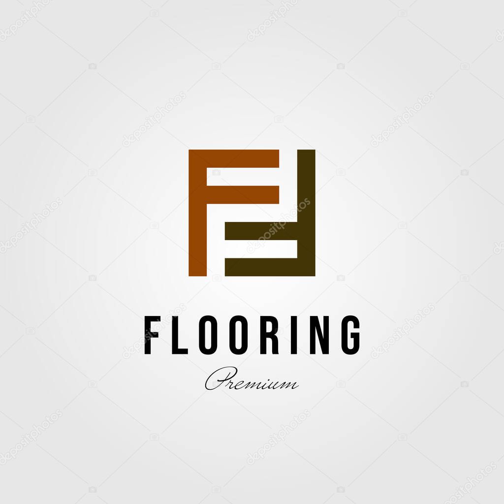 Floor initial letter f parquet flooring logo vector design