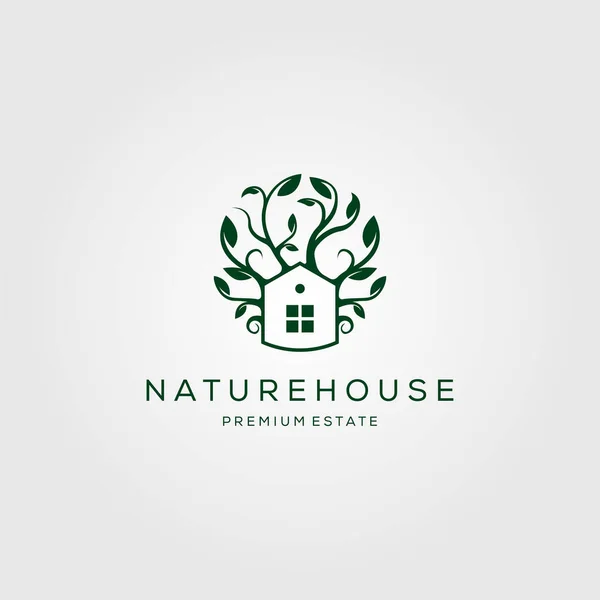 ツリーハウス自然ロゴベクトルデザインイラスト — ストックベクタ