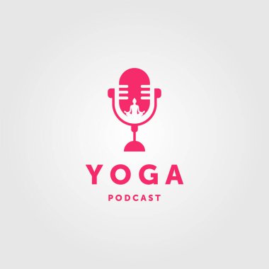 yoga podcast logosu sağlıklı vektör resimleme tasarımı