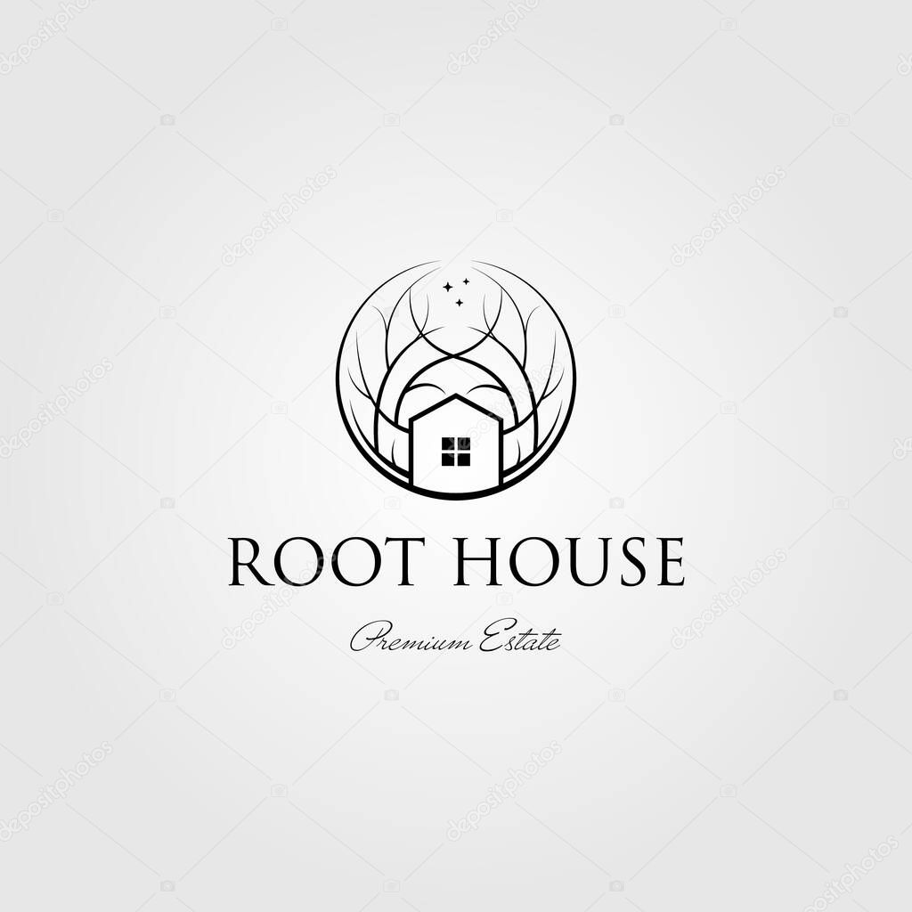 Tree root house logo nature vector illustration design