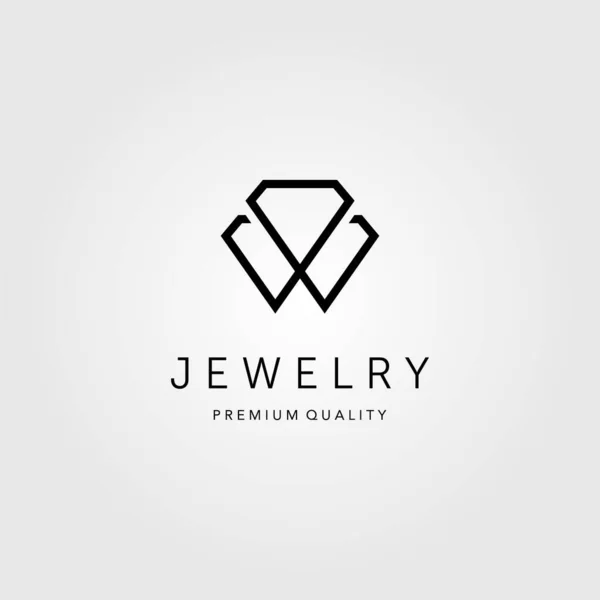 Linha Arte Diamante Jóias Logotipo Vetor Ilustração Design — Vetor de Stock