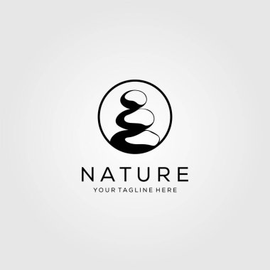 yuvarlak taş dengeleme logosu yoga vektörü amblemi çizimi