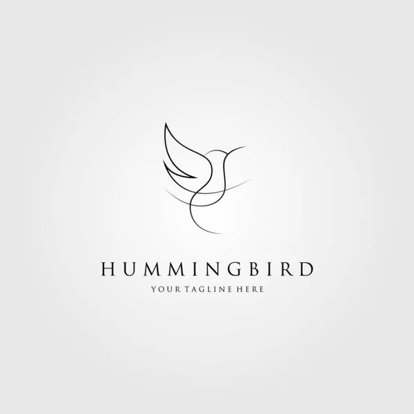 Hummingbird Logo Colibri Ligne Art Vectoriel Icône Emblème Conception Illustration — Image vectorielle