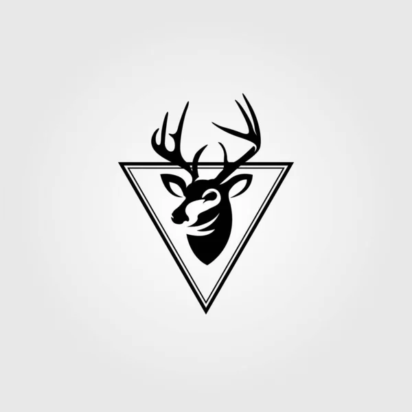Lieber Kopf Emblem Jahrgang Dreieck Logo Vektor Design Illustration — Stockvektor