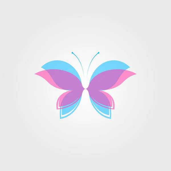 Bunte Schmetterling Logo Vektor Illustration Transparente Platten Stil Überlagern — Stockvektor