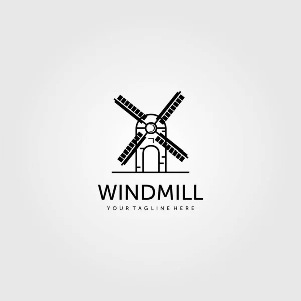 Wiatr Młyn Logo Linia Sztuka Minimalistyczny Wektor Ilustracja Projekt Graficzny — Wektor stockowy