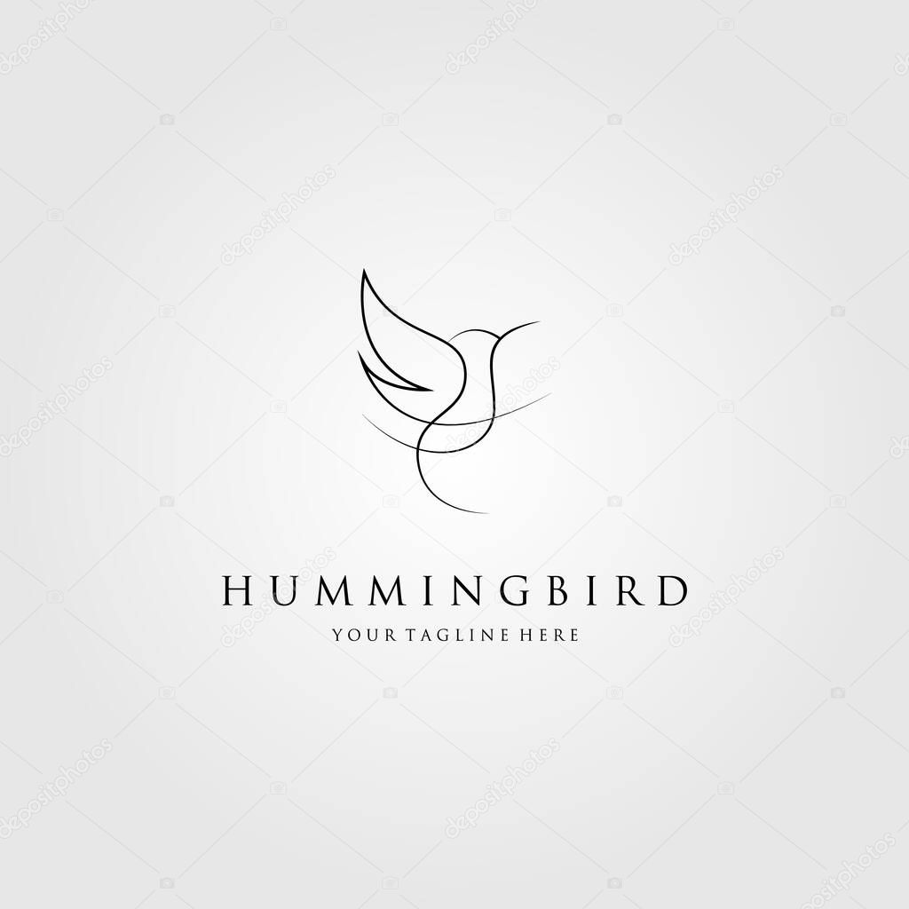 Hummingbird logo colibri line art vector icon emblem design illustration