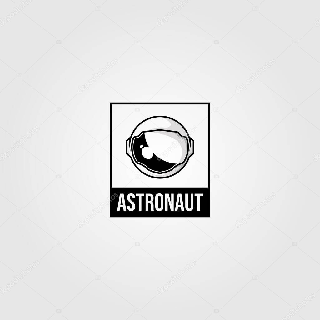 Vintage astronaut helmet space travel logo vector t shirt label badge design illustration