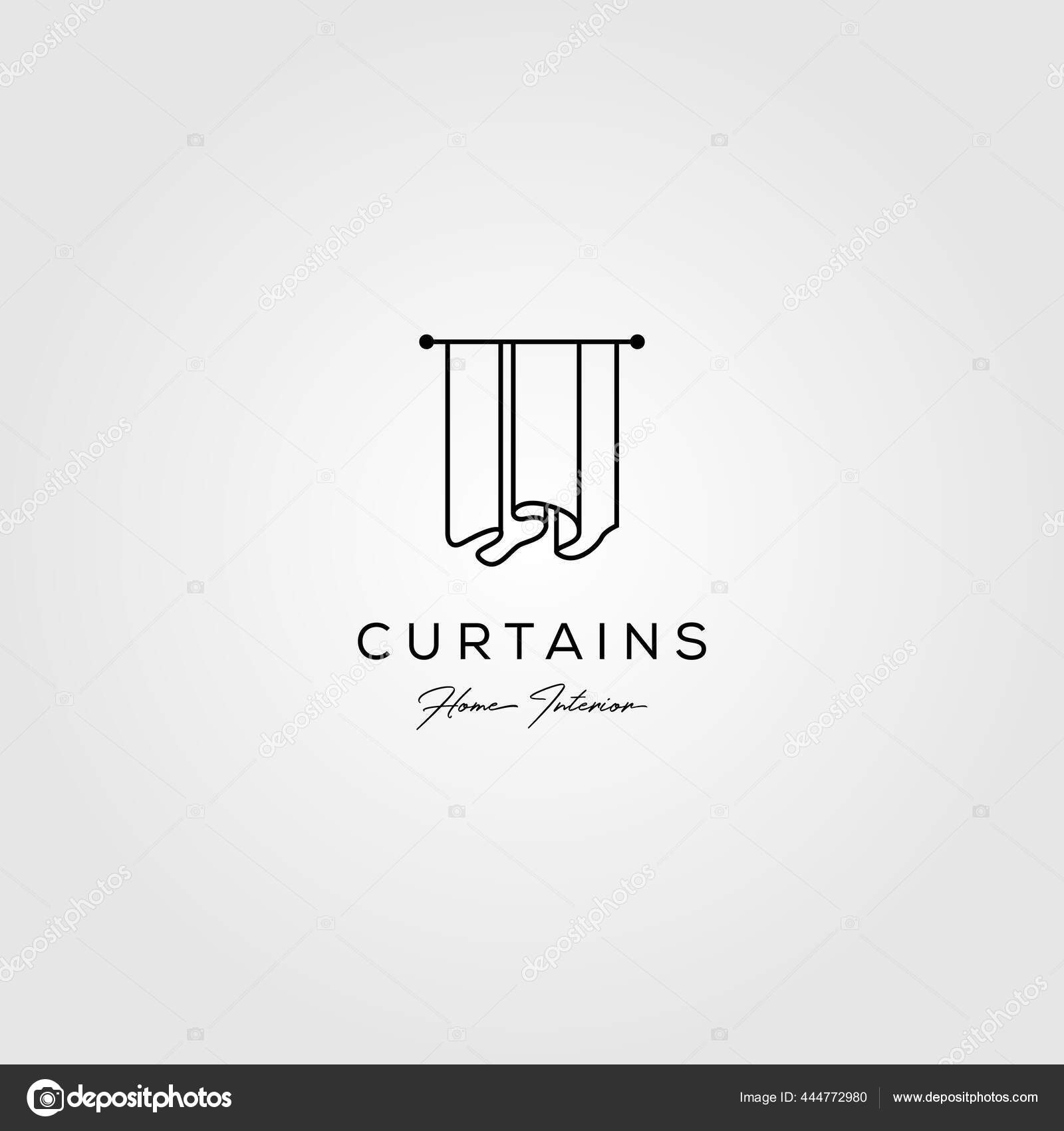 Line Art Curtains Logo Simple Vector Illustration Design Stock Vector