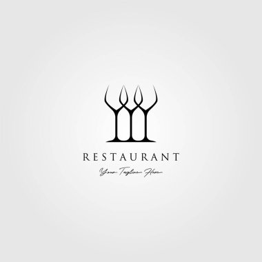Minimalist üç cam logo restoran vektör çizimi tasarımı