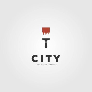 city building brush creative logo vector illustration design clipart